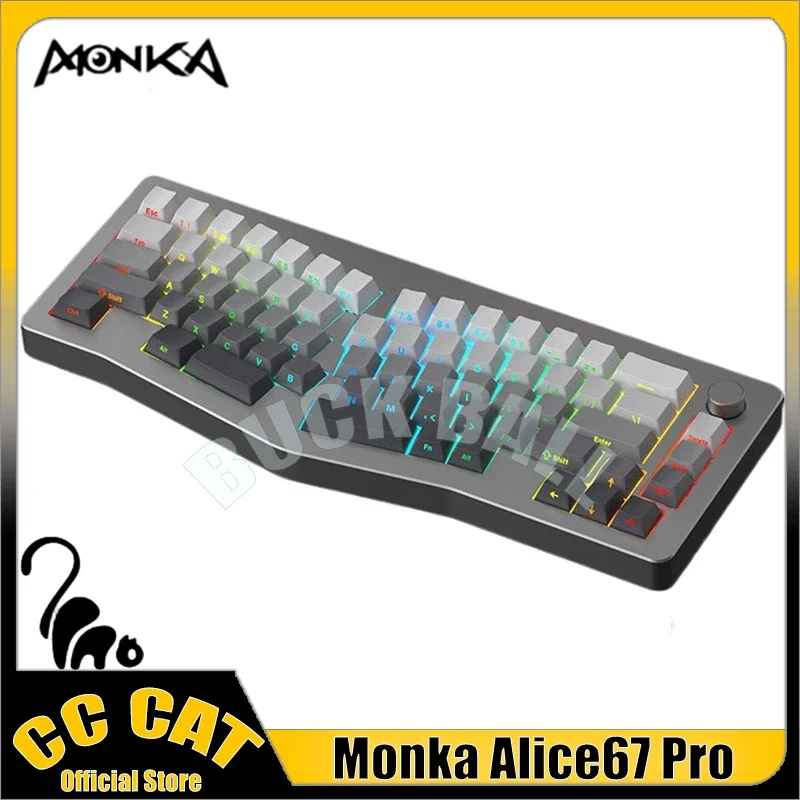 

Monka Alice67pro Mechanical Keyboard Kit 3 Mode 2.4G Wireless Bluetooth Keyboard Kit Hot-Swap RGB Backlit Gasket Keyboard Gifts