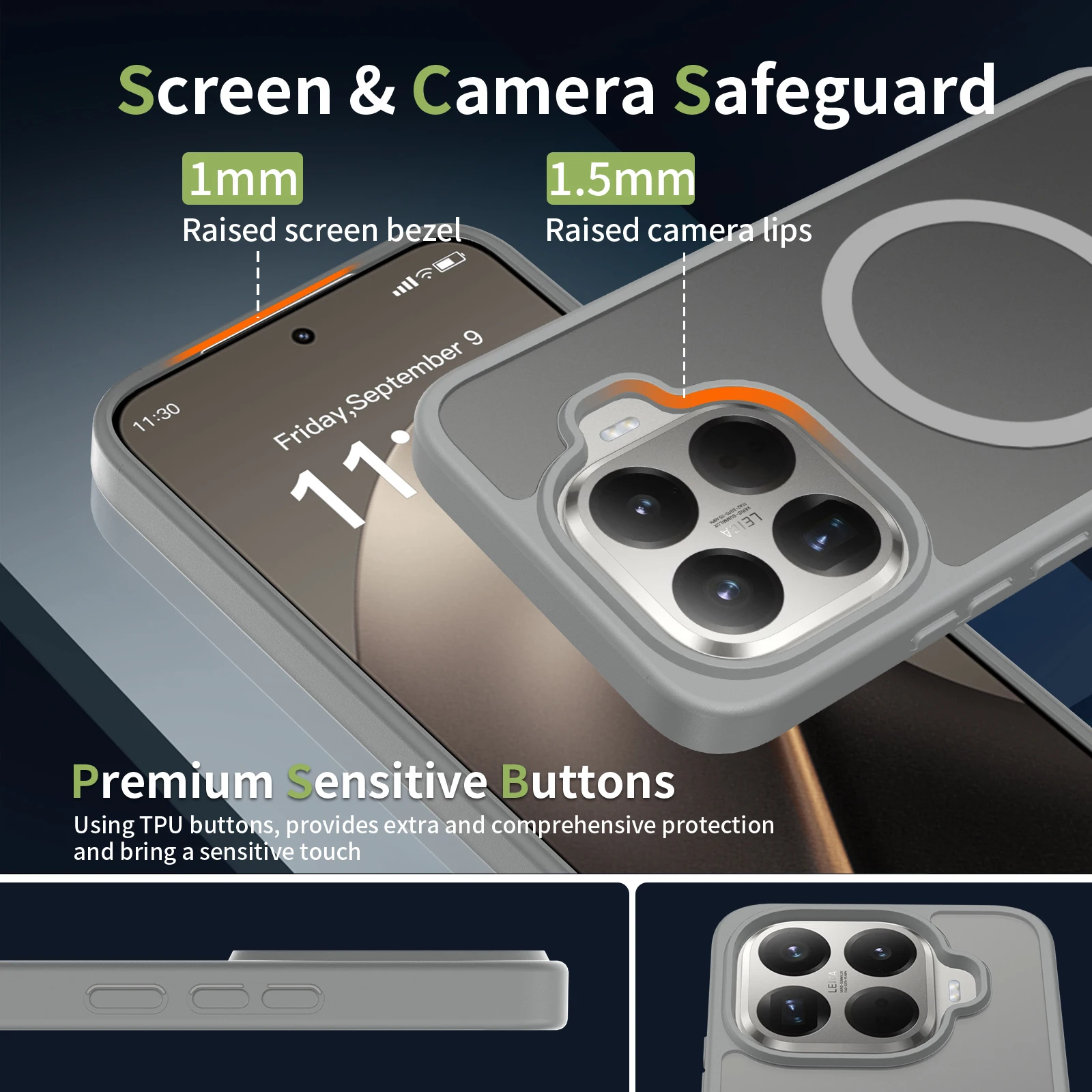 Für Xiaomi 17t Pro: Matte Schutzhülle mit Magnetverschluss, für Xiaomi 15t Pro: Anti-Fingerabdruck, rutschfeste PC+TPU-Hülle. – Detail 2