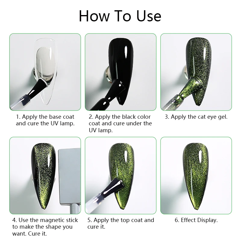 Esmalte de uñas en gel de ojo de gato Arte Clavo, 10ML, serie verde roja brillante, perfecto para todas las estaciones, arte de uñas, regalo DIY