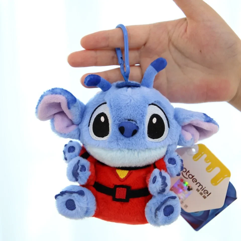 LLavero de muñecos de peluche Original de Disney Stitch, colgante de juguete de peluche de punto de Ángel, regalo de cumpleaños para niños, regalo de cumpleaños del Día de San Valentín