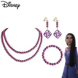 Disney Wish Necklace Bracelets Stud Earrings for Women Anime Figure Asha Cosplay Kawaii Earring Jewelry Accessories Girls Gifts