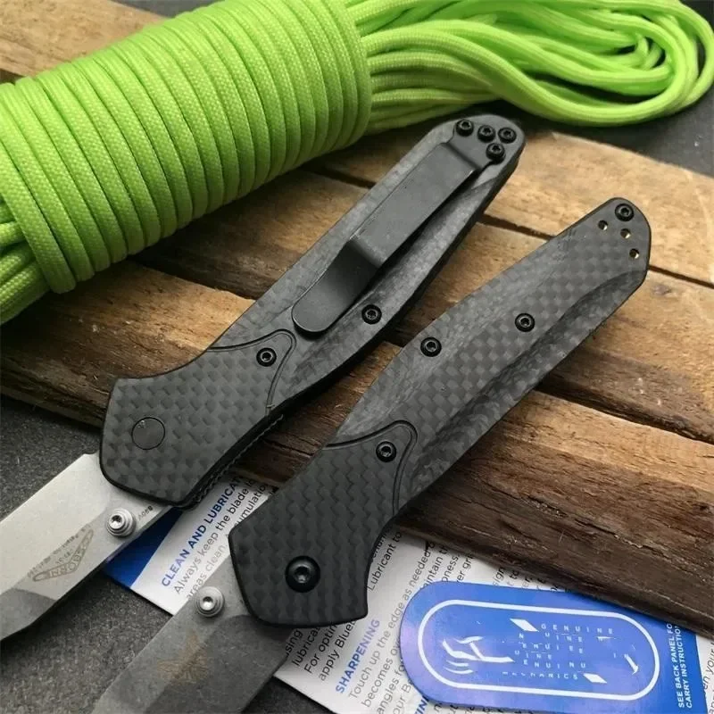 Tops 940 Osborne Pocket Folding Knife D2 Steel Tanto Blade,Carbon Fiber Handles Outdoor Camping Hunting Knives Tactical EDC Tool