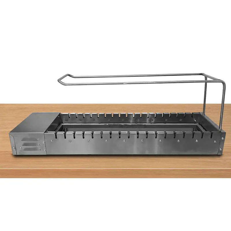 Automatic Flip Inlayable Skewers Kebab Machine Commerical Indoor Charcoal Grills 360 Rotary Stainless Steel Barbecue Grill