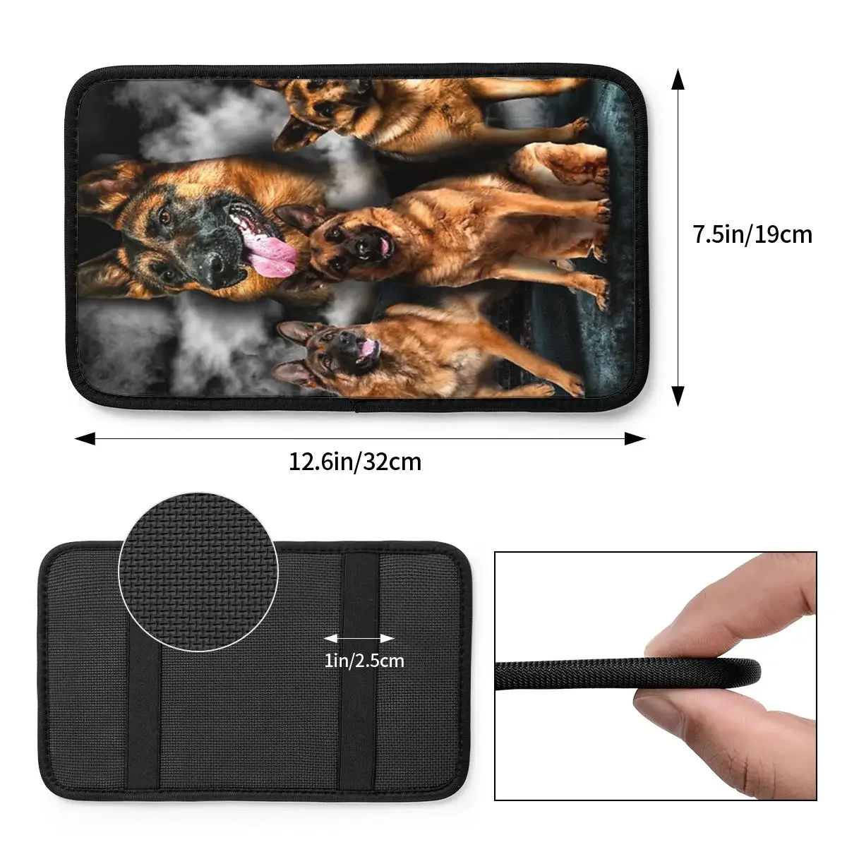 Car Armrest Cover Mat Leather German Shepherd Dog Center Console Cover Pad Gsd Lover Animal Auto Styling Interior Accessories