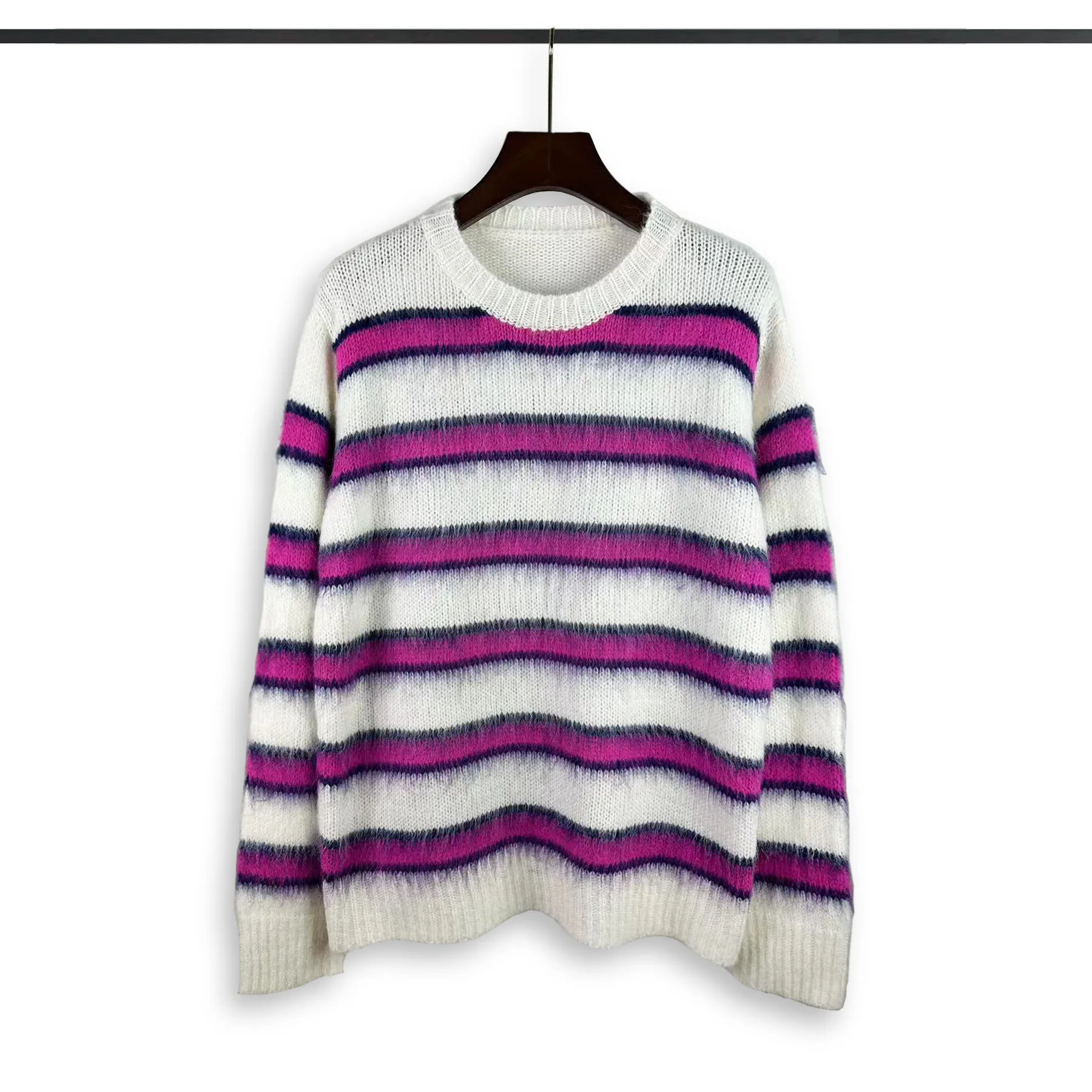 

New 2023 Men Luxury Striped Colorful Mohair Gentleman Classic Cotton Knit Casual Sweaters Pullover Asian Size High Drake #527