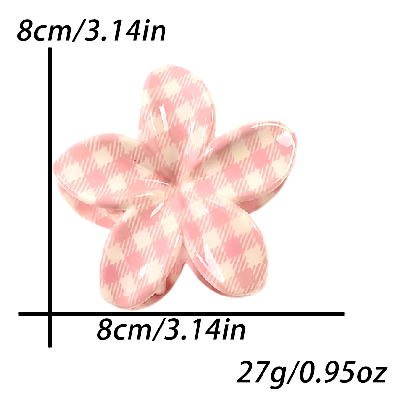 1/6 Stück ZYFHTT Kirschblüten-Karo-Druck Frangipani Haarklammern für Frauen Süße Niedliche Haifischklammer Modische Haarspange Haaraccessoire – Detail 3