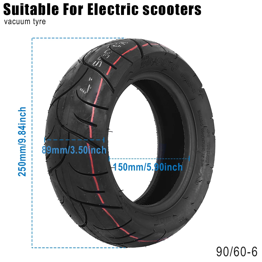 

90/60-6 дорожная бескамерная нескользящая шина для электрического скутера, городская дорога, вакуумная шина, расширенная износостойкая запасная часть для шин