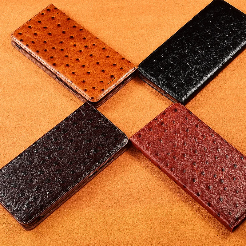 Luxury Ostrich Pattern Leather Wallet Flip Case For Infinix Note 7 8 8i 10 11 11i 11s 12 12i Pro NFC VIP G96 Magnetic Cover