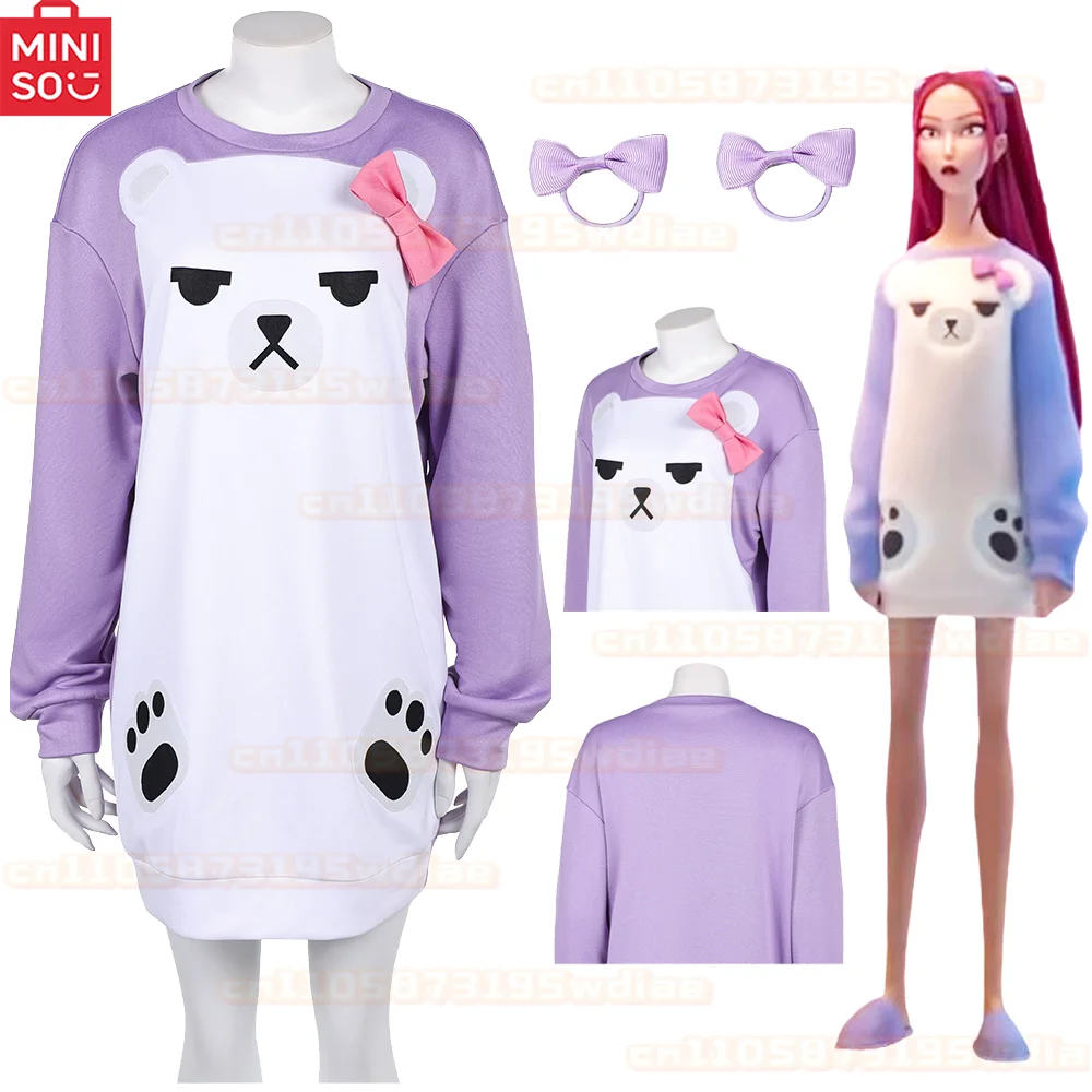 

Mira Purple Bear Sleepwear Cosplay KPOP Demon Hunters Costumes Huntrix Girls Wig Roleplay Halloween Party Outfits Woman disfraz