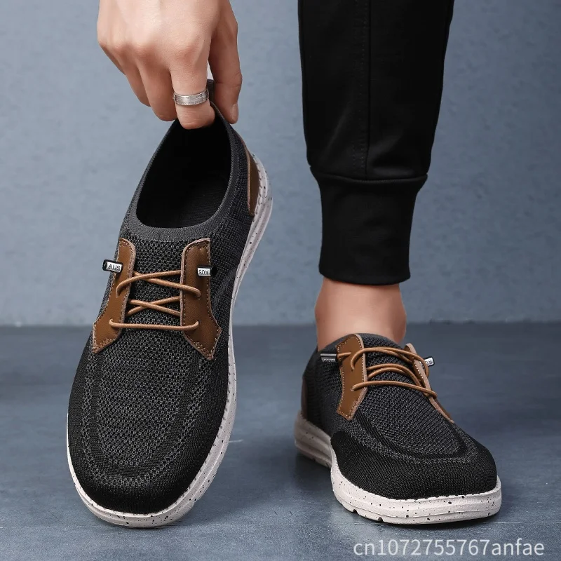 

New Men Flat Shoes Handmade Soft Loafers Comfortable Men's Driving Shoes Breathable Mesh Casual Shoes Men Sneaker Men's Footwear
