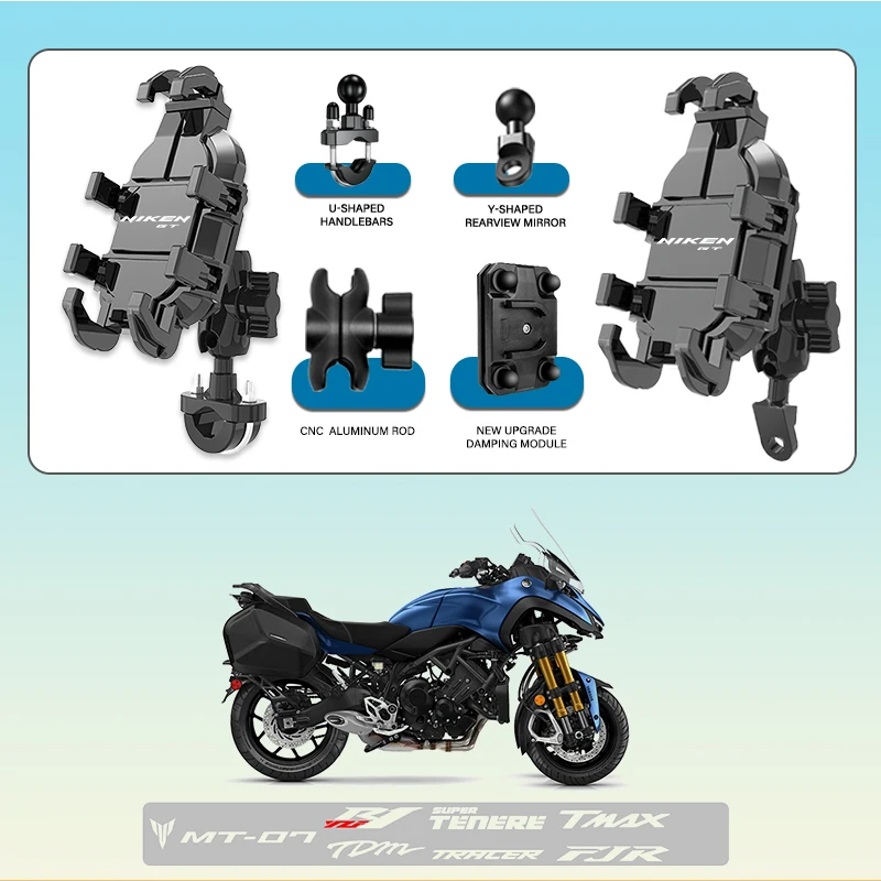 

For YAMAHA NIKEN GT Niken NikenGT RNINET RNINE Custom Phone Mount Stand Motorcycle Holder 360° Rotatable ABS Adjustable