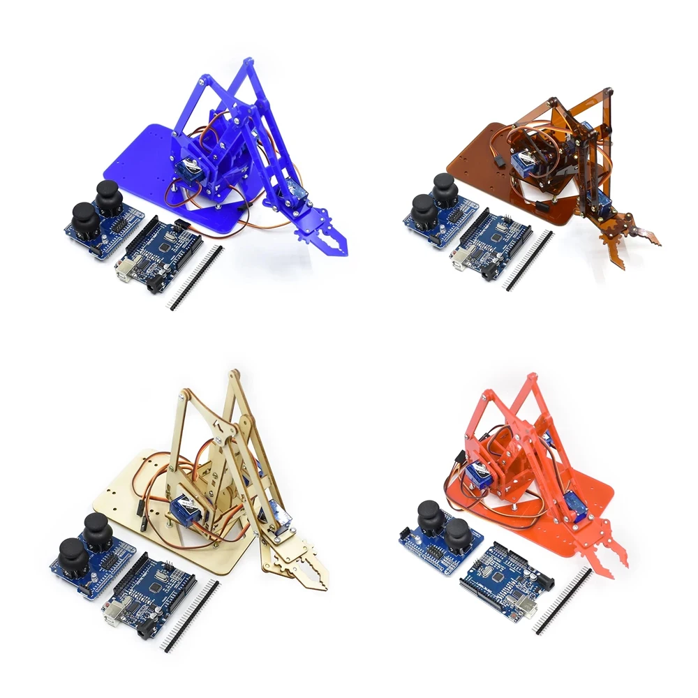 

Learning DIY Kit Robot SG90 MG90S 4 DOF Unassembly Acrylic Mechanical Arm Robot Manipulator Claw for Arduino Maker
