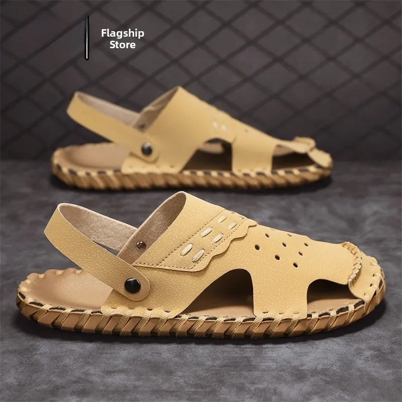 

Men's Summer Outdoor Sandals Anti-Slip Wear-Resistant Driving Sport Casual Outdoor Roman Beach Slippers Low Help Korean Style