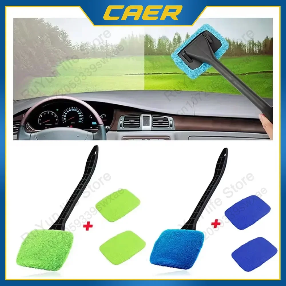 Car Window Cleaner Brush Kit Windshield Cleaning Wash Tools Inside Interior Auto Glass Wiper with Long Handle Car Accessories