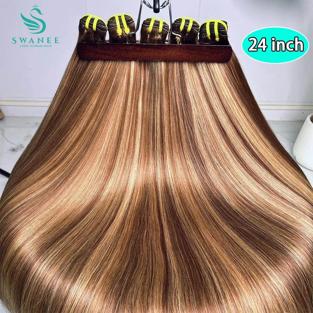 Super Doube Drawn P4/27 Bone Straight Human Hair 1/3/4 Bundles Deal Highlight Humain Hair Weave Remy Human Hair Extension view 6