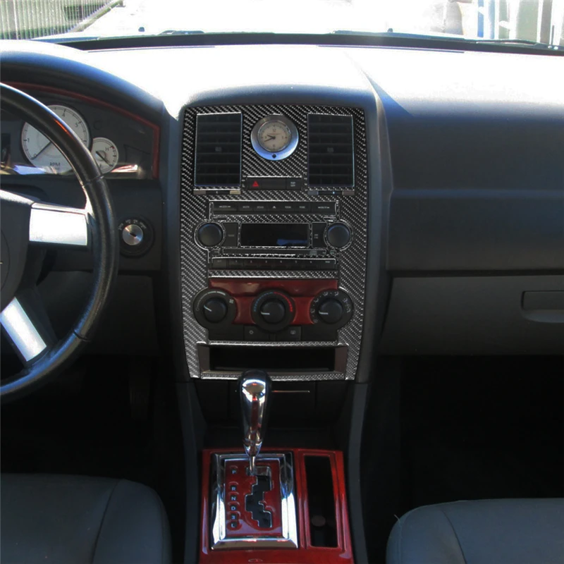 

Carbon Fiber Interior Car Center Console CD Panel Trim Frame Cover Sticker For Chrysler 300 2005-2007 No Navigation Accessories