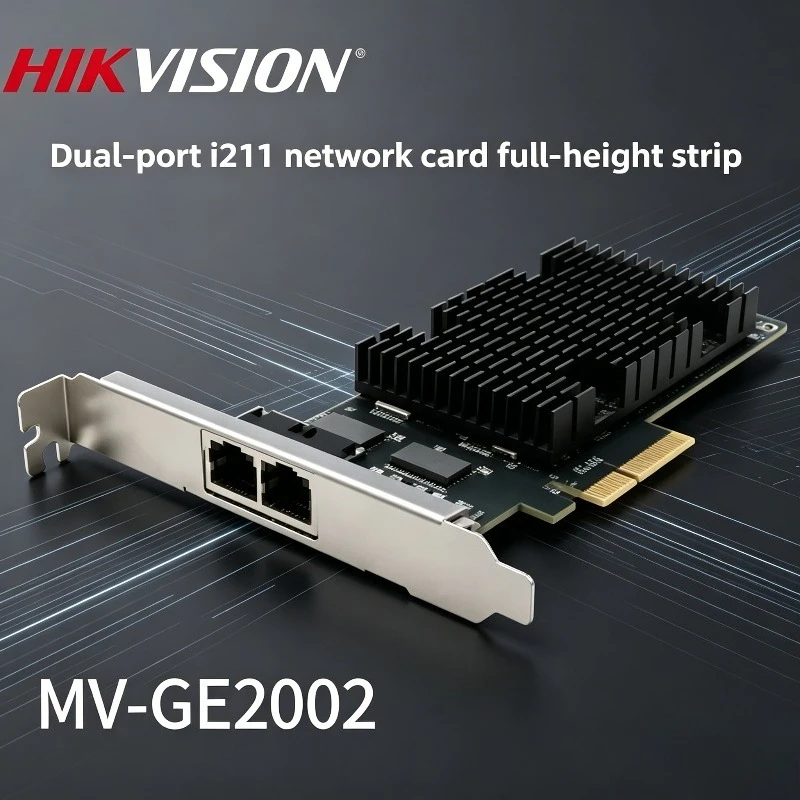 Hikvision MV-GE2002 Dual Port Intel I211 Gigabit Network Card PCIe GigE Vision Frame Grabber for Line Scan Industrial Camera