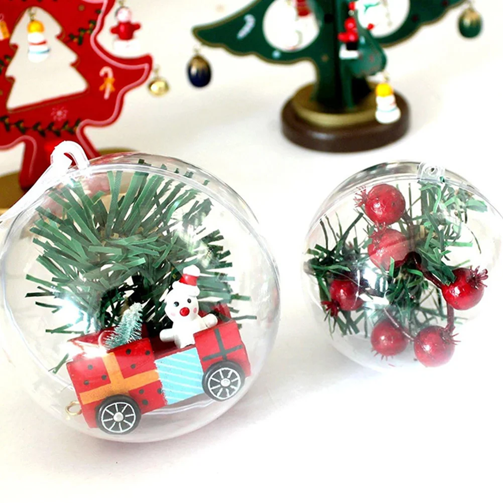 

20Pcs Christmas Clear Fillable Plastic Balls Hollow Transparent Ornaments DIY Tree Decoration Decorative Hollow Balls