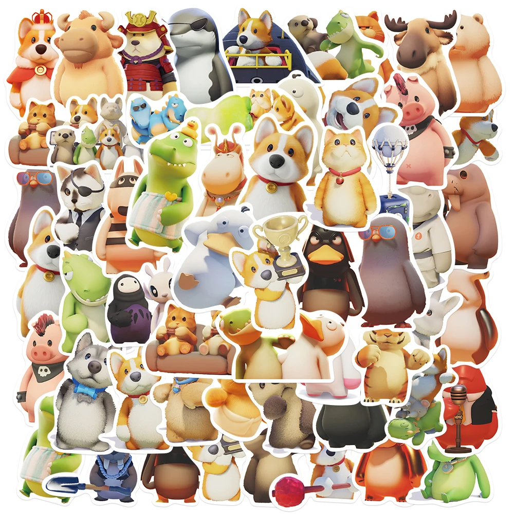 50pcs Cartoon Party Animals Stickers Waterproof Graffiti DIY Laptop Water Bottle Luggage Notebook Phone Vinyl Stickers Toy