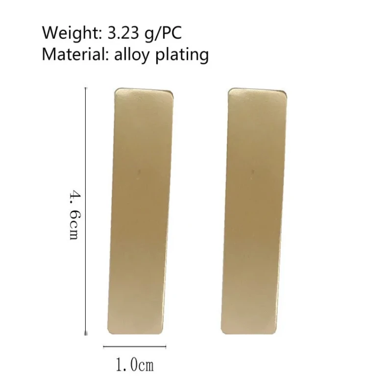 여성을위한 패션 주얼리 금속 매트 귀걸이 트렌드 기하학 골드 컬러 실버 도금 스퀘어 드롭 귀걸이 레이디 도매