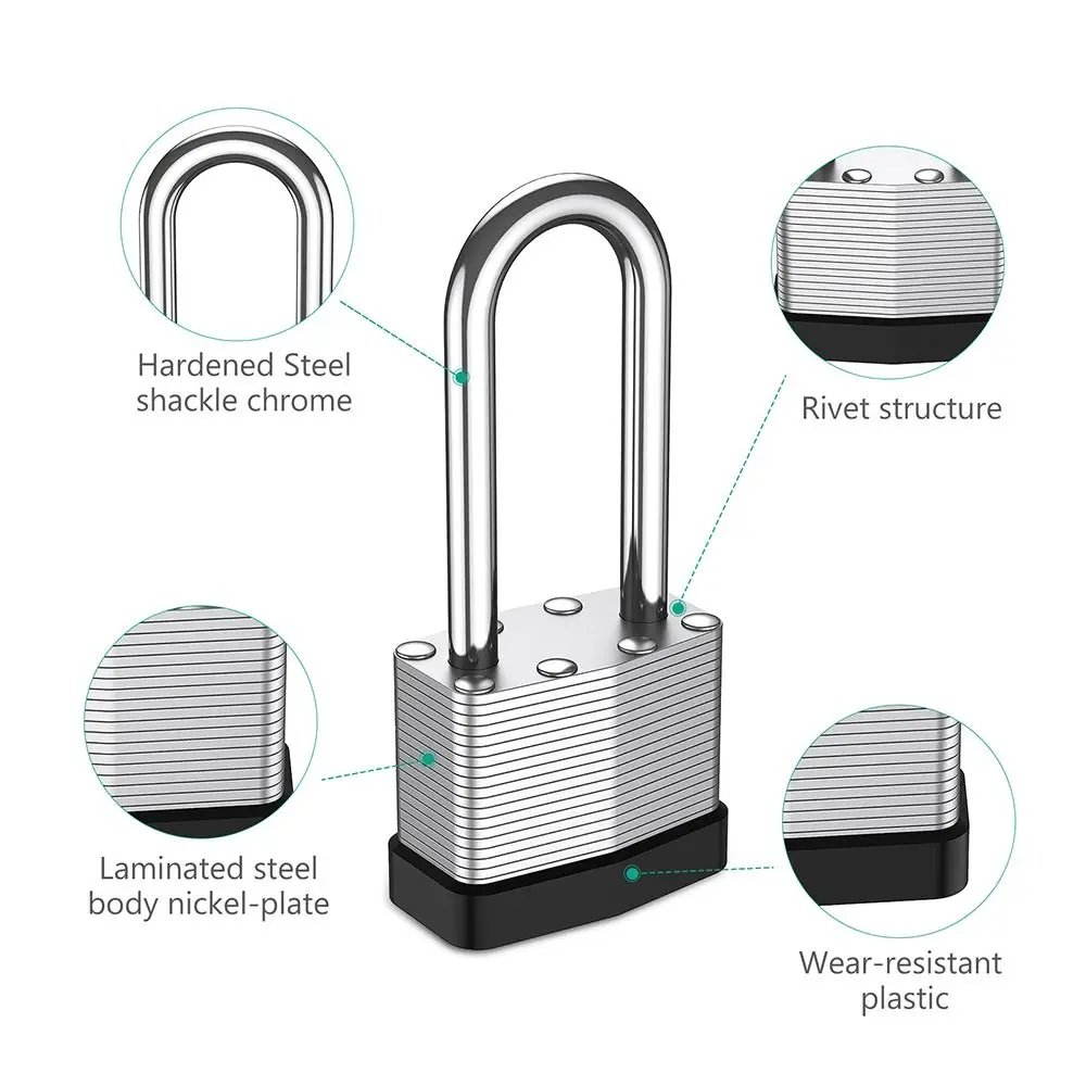 1 шт. для спортивных гаражей, водонепроницаемые защитные длинные замки с дужкой и ключом, навесной замок, тысяча слоев, сверхмощный замок