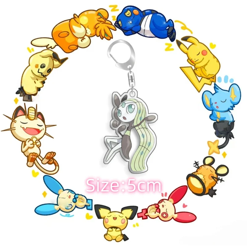 For Pokemon Bulbasaur Gengar Mew Psyduck Spuitle  Anime Self Made Acrylic Card Style Keychain Classics Game Collection Cards Toy view 4