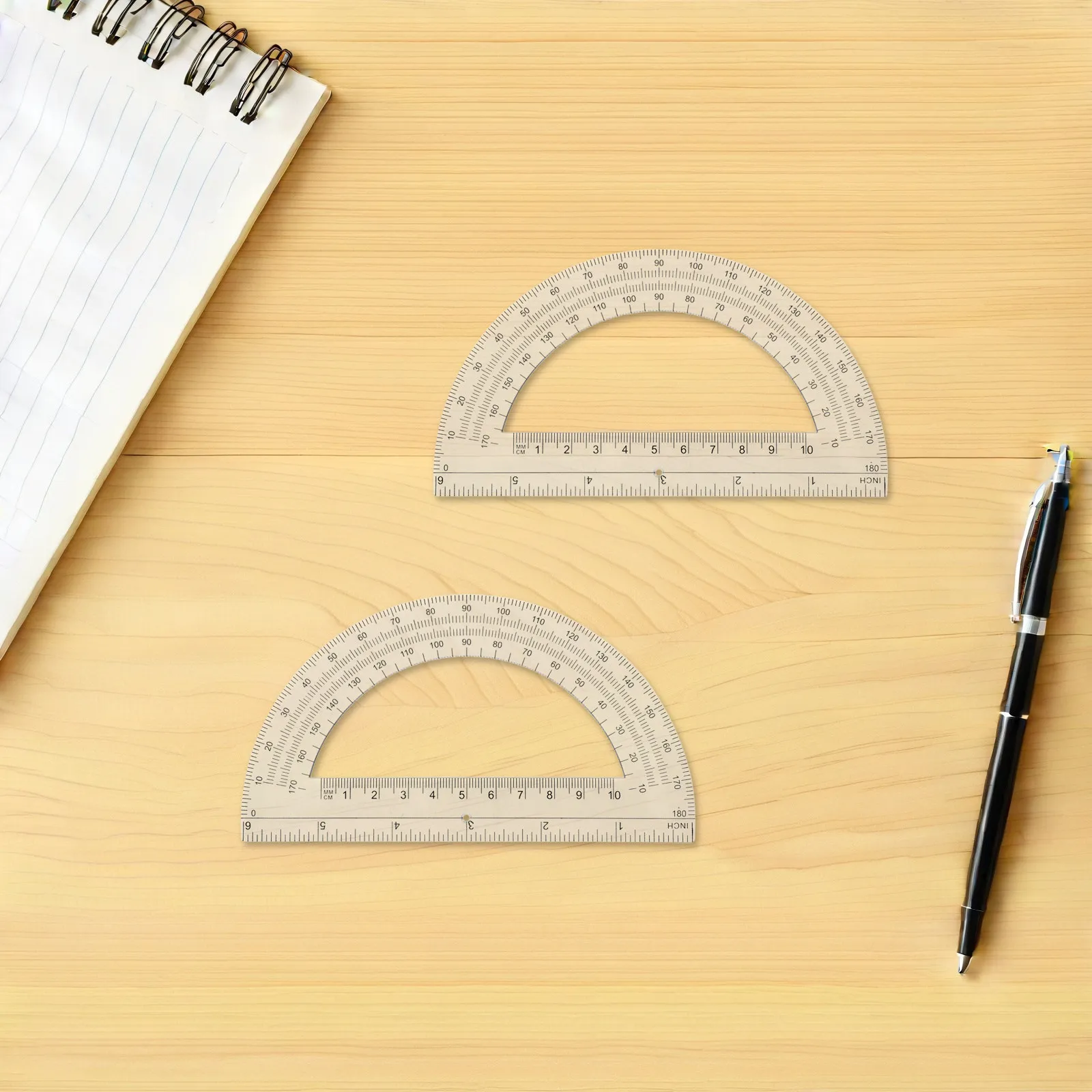 20Pcs Plastic Clear Degree Protractor Angle Measuring Tool For Math Classroom Student Semicircle Ruler