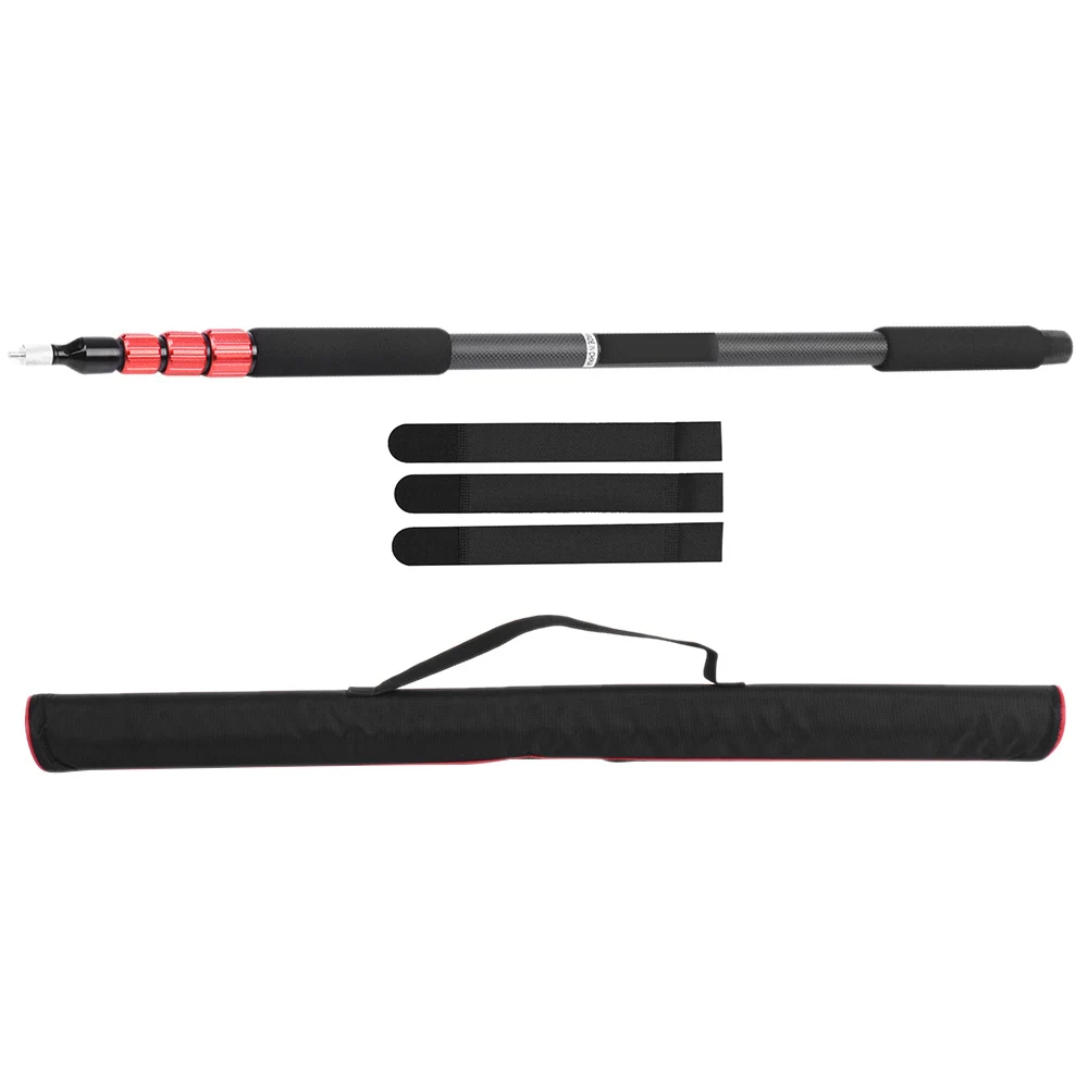 Professional Portable Carbon  4-Section Microphone Pole Max Length 300cm Handheld Sound Recording Grip Support Rod Flash Light