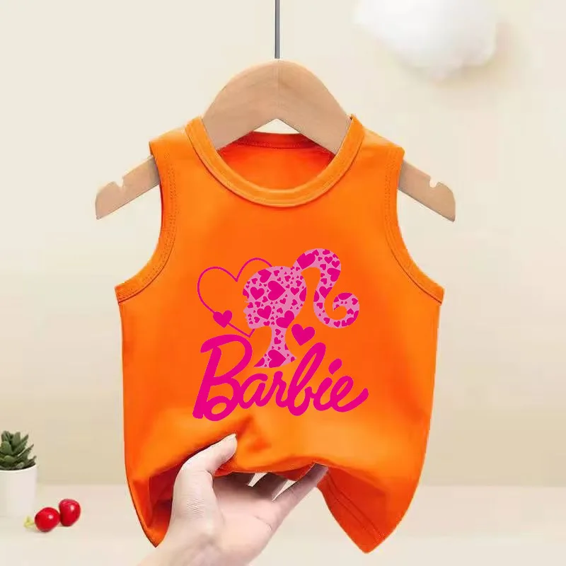 Haut de sport Kawaii Barbie pour enfants, imprimé cœur du film, haut précieux pour garçons et filles, vêtements Anime doux et cool