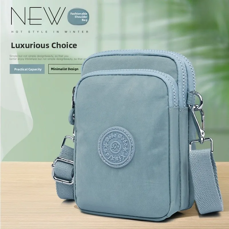 

Waterproof Nylon Mobile Phone Bag Zipper Single oulder Crossbody Bag Versatile Vertical Sle Coin Purse by Bo Bo