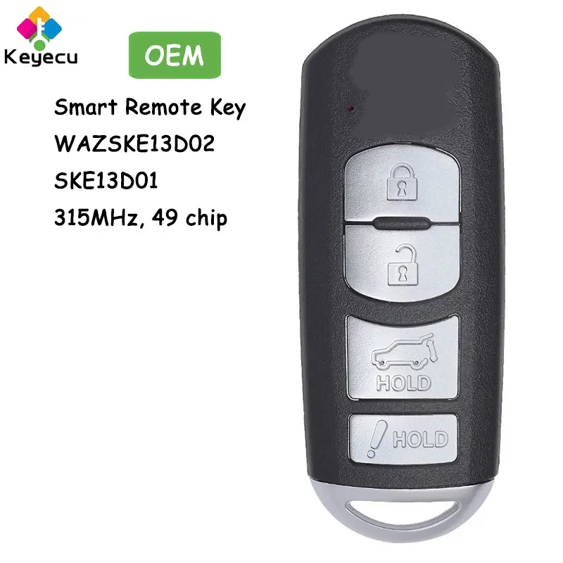 

KEYECU OEM Smart Remote Car Key With 4 Buttons FSK 315MHz 49 Chip for Mazda SUV CX-9 CX5 2016 2017 2018 Fob WAZSKE13D02 SKE13D01