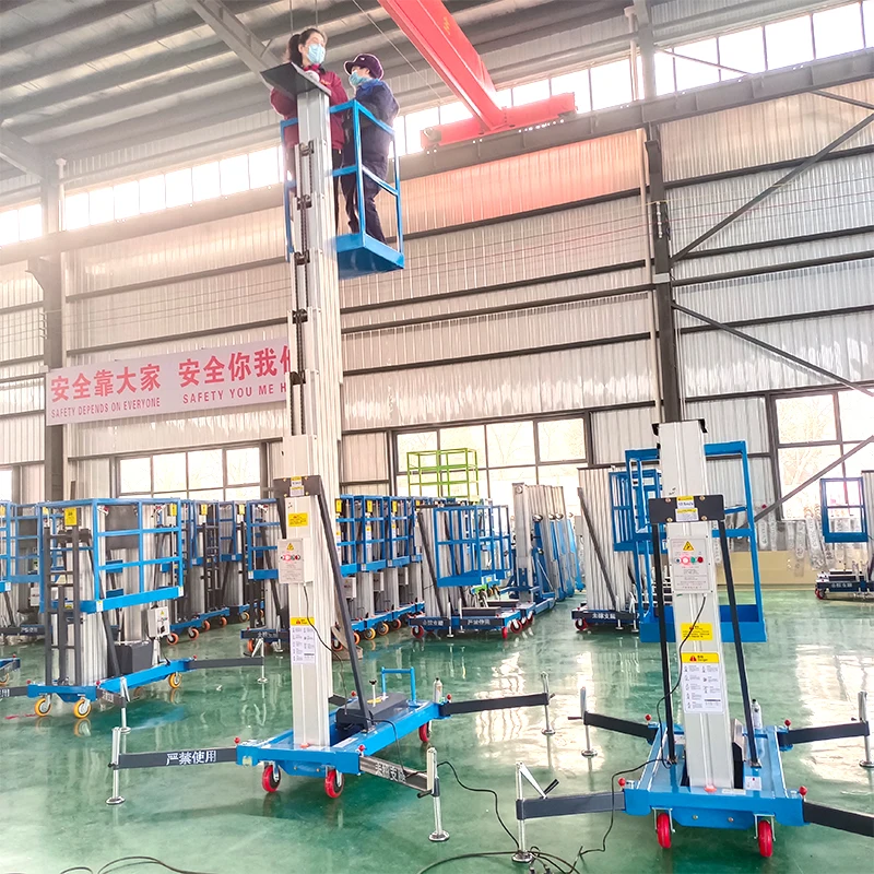 Aluminum Alloy Lift Aerial Work Platform Hotel Lobby High Altitude Cleaning Single Dual Mast Lifting Platform