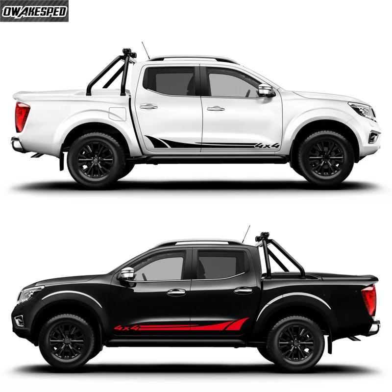 2PCS Universal Pickup Door Skirt 4x4 Styling Sticker for Ford Ranger Raptor Isuzu Dma Nissan NAVARA Toyota Hilux Car Accessories