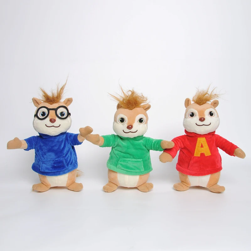 

3 шт./компл. Alvin and the Chipmunks плюшевые игрушки кавайные пушистые набивные животные 18 см подарок на Рождество для детей