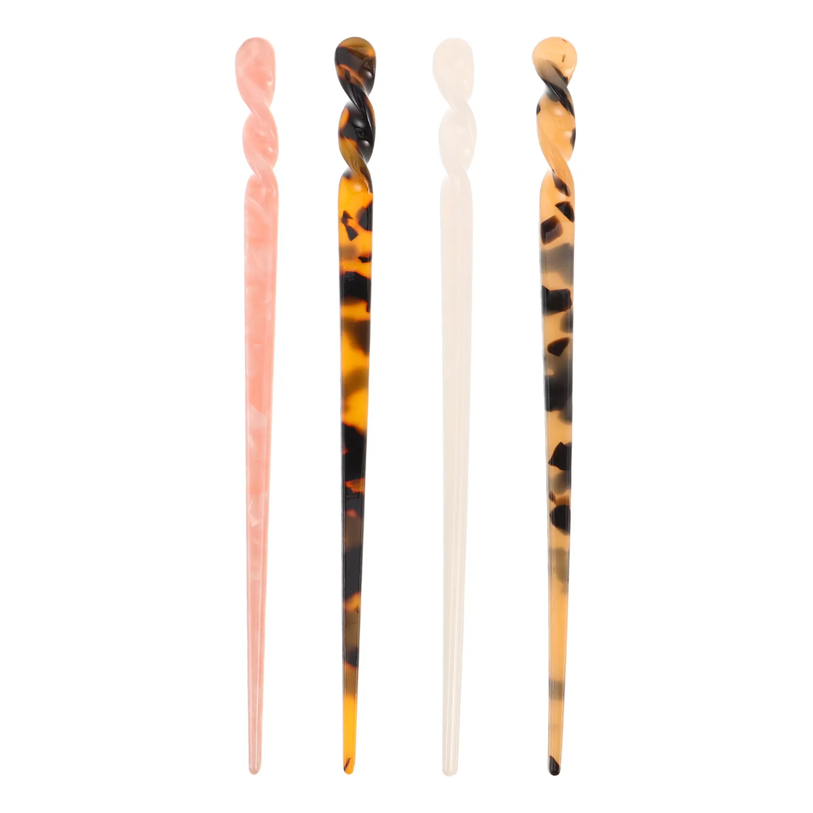 

4Pcs Retro Chinese Hairpin Acetate Hair Sticks Elegant Minimalist Chignon Pins for Updo Buns Vintage Bridal Hanfu Hair