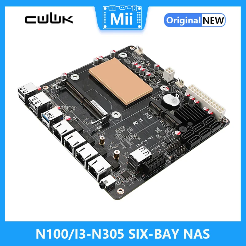 Imagem -01 - Placa para Servidor N100 I3-n305 6-bay 4x2.5g 6x Sata 3.0 2x M.2 Nvme 115x Radiador Itx tipo Placa-mãe