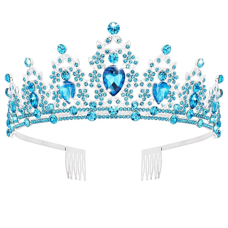 Women Wedding Hair Accessories Rhinestone Birthday Crowns With Combs Queen Princess Crystal Diadems For Girls Bridal Tiaras