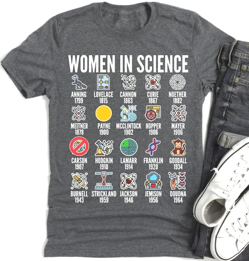 Inspirational Women in Science T-Shirt STEM Gift Science Advocate Tops STEM Learning Casual Cotton Tee Summer Cool Women Clothes