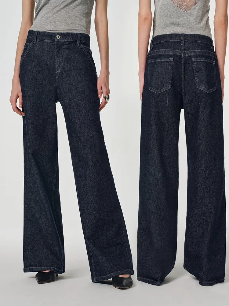 

MANNALA Джинсы прямого кроя с высокой талией и широкими штанинами, модели Sli, модные женские джинсы из смеси хлопка с эффектом похудения