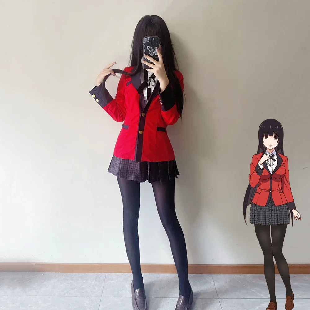 

New Anime Kakegurui Jabami Yumeko Cosplay Costume Girl Coat Shirt Skirt Suit Japanese School JK Uniform Halloween Clothes