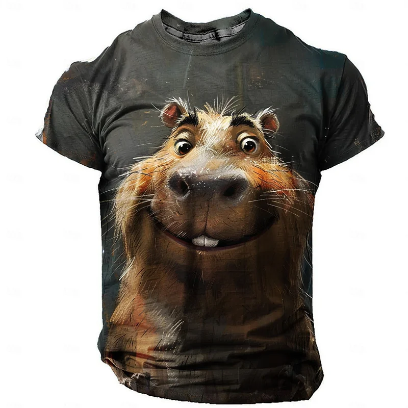 Funny Mouse Pattern T-Shirt For Men Cute Animal 3D Printed Tees Summer Casual Short Sleeve O-Neck Loose Street T Shirts Tops