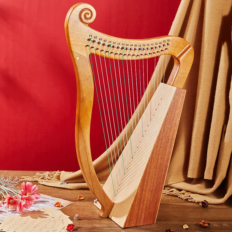 Harp 19 String Lyre Harp Instrument Full Veneer Solid Wood Mahogany Harp 19 String Musical Instrument