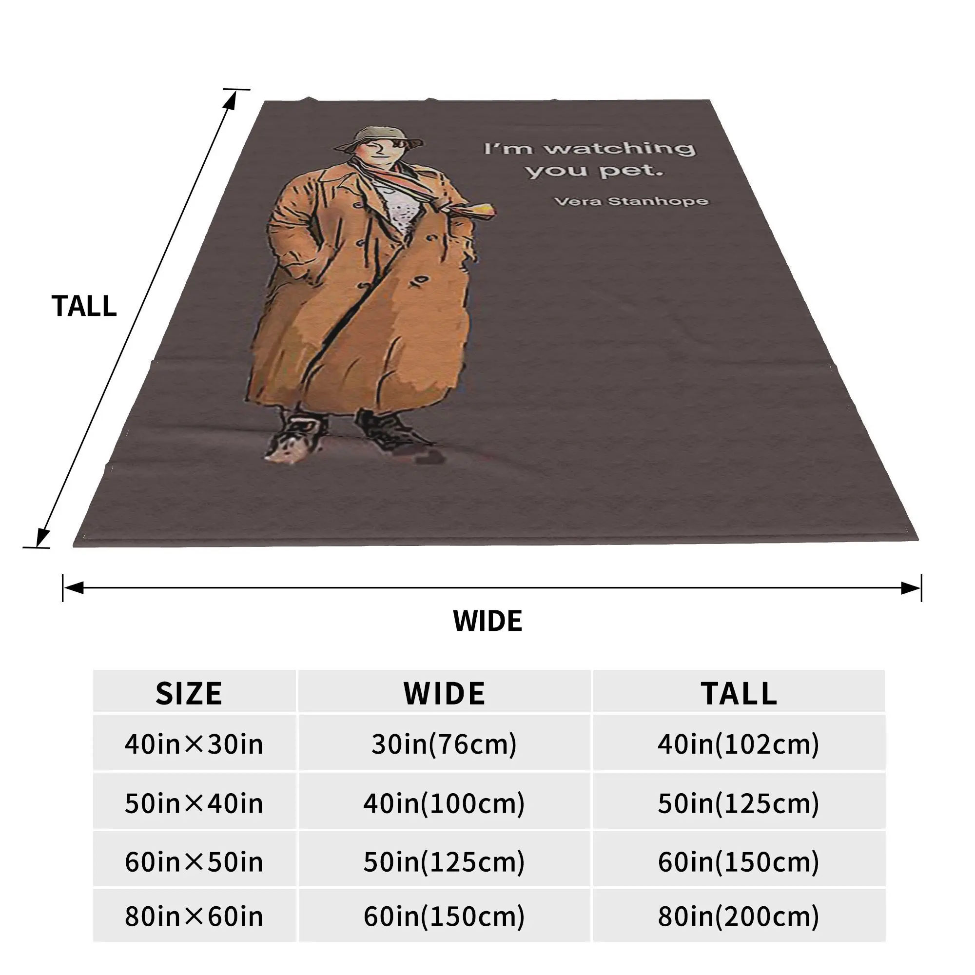 DCI Vera Stanhope I'm watching you pet. Blanket Soft Warm Flannel Throw Blanket Bedspread for Bed Living room Picnic Travel Home