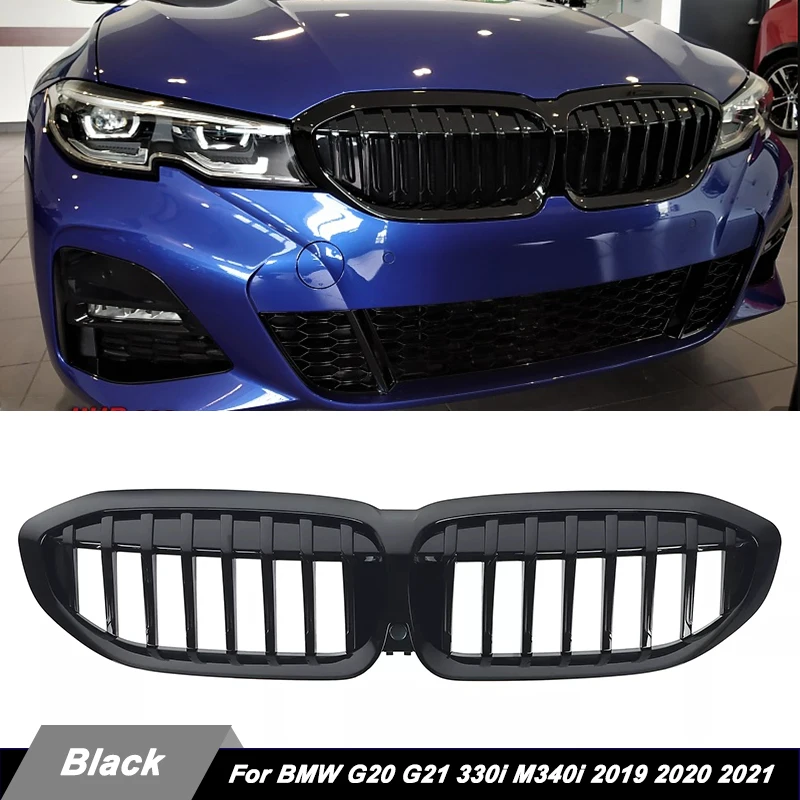 Image of Für BMW 3er G20 G21 2019 2020 2021 2022 330d xDrive 330i Einzelstreben-Renngrills Frontstoßstangen-Nierengrills Autozubehör