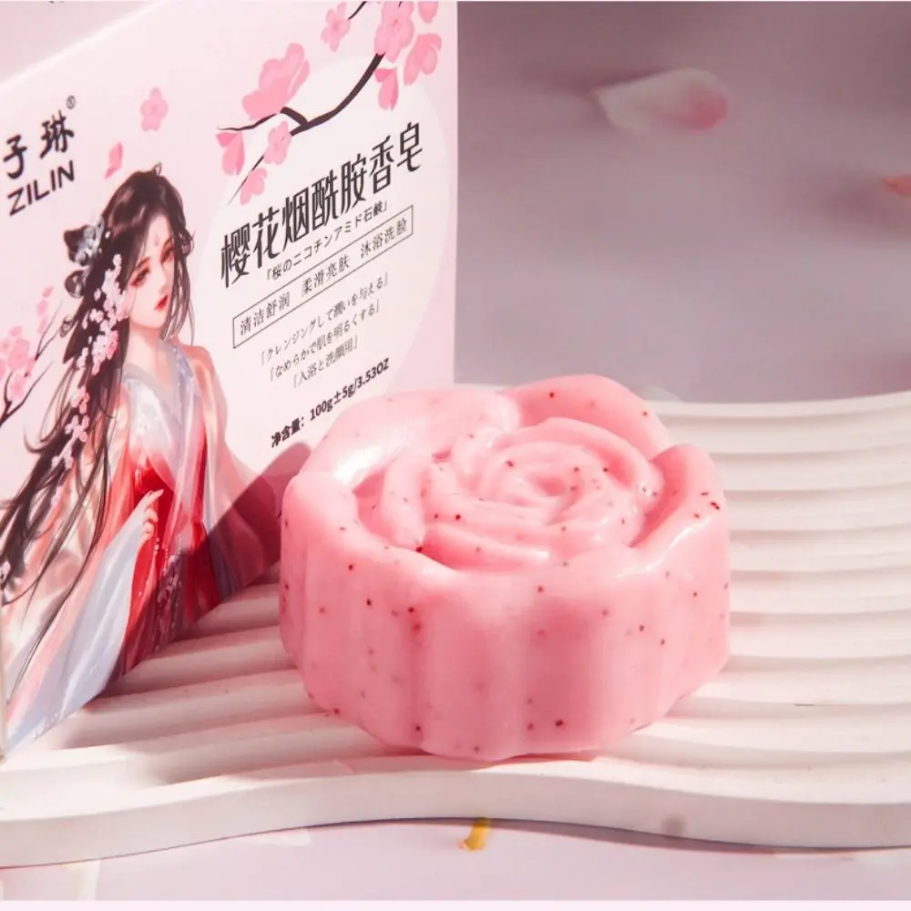 New Flower Shape Nicotinamide Soap Handmade Whitening Cherry Blossom Soap Aroma Skin Lightening Fragrant Soap