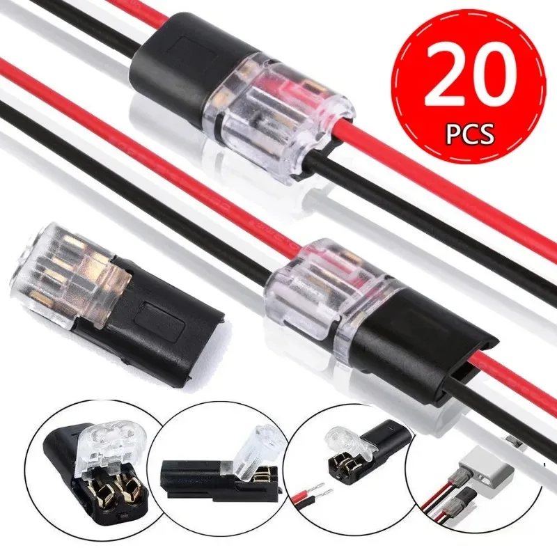 2 Pin Way Plug Wire Cable Snap Connectors Waterproof Electric Wire Double-Wire Plug-In Connector with Locking Buckle