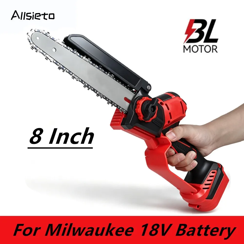 8 Inch Electric Chain Saw With Auto Oiler Brushless Chainsaw Pruning Wood Cutting Garden Power Tools For Milwaukee 18V Battery
