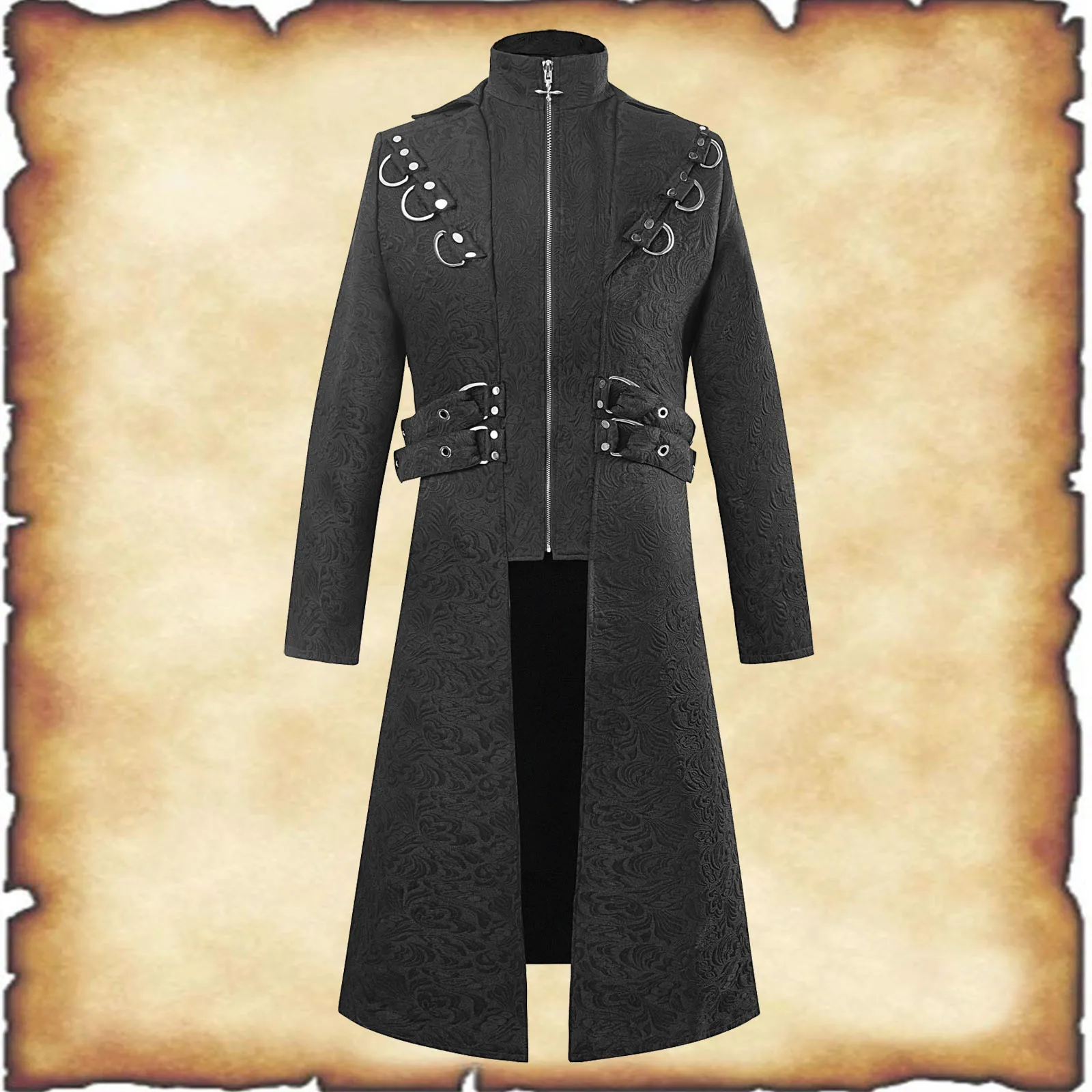 

Men's Halloween Holiday Steampunk Medieval Jacket Gothic Texture Classical Elegant Solid Colour Luxury Trench Jackets Cosplay