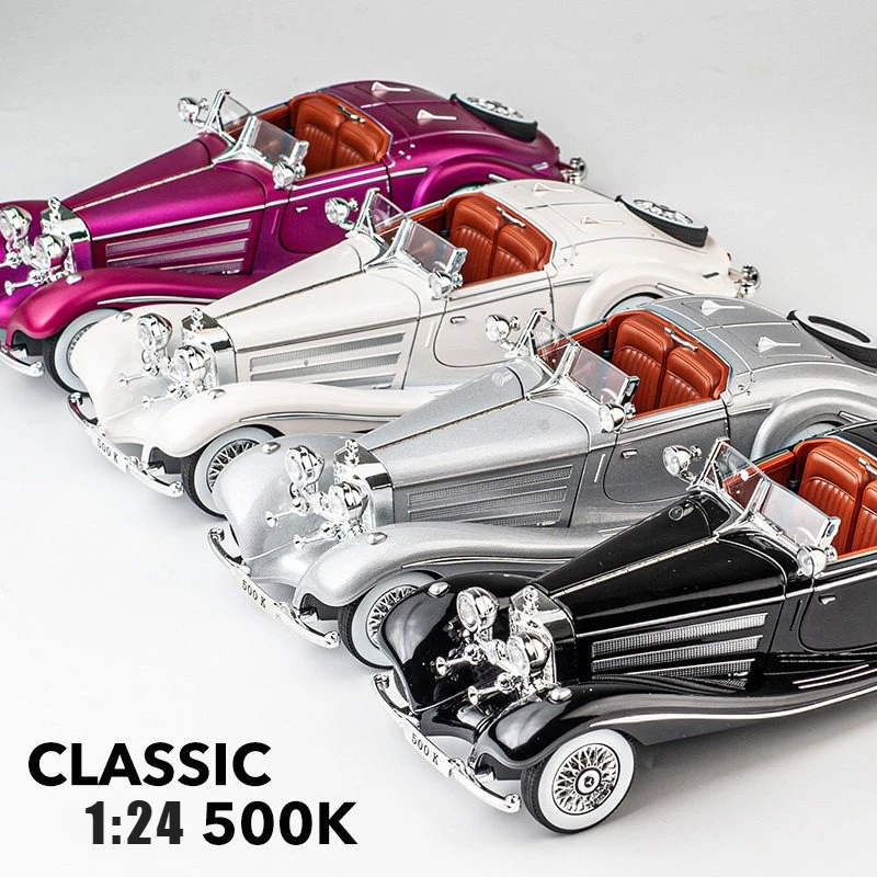 

Модель классического автомобиля 1:24 500K, литая под давлением, из металлического сплава, со звуком и светом, игрушка для детей, подарок
