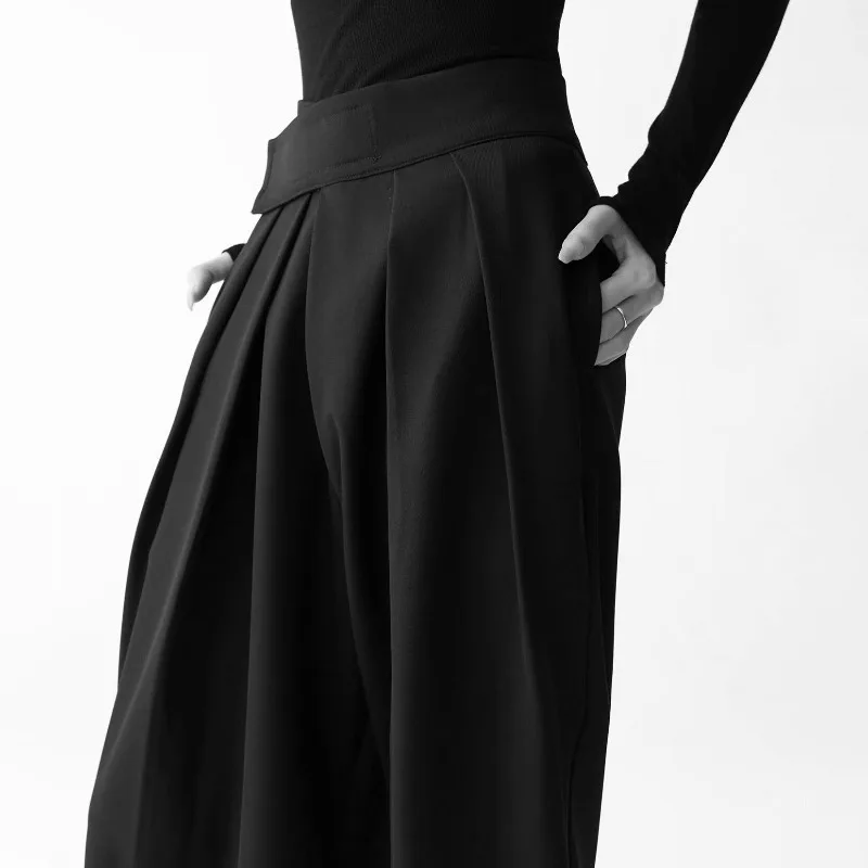 Black Suit Pants Wide Leg for Women Spring Autumn New Hanging Feeling Floor Dragging Pants Office Lady Cool Full Aura Unleashed